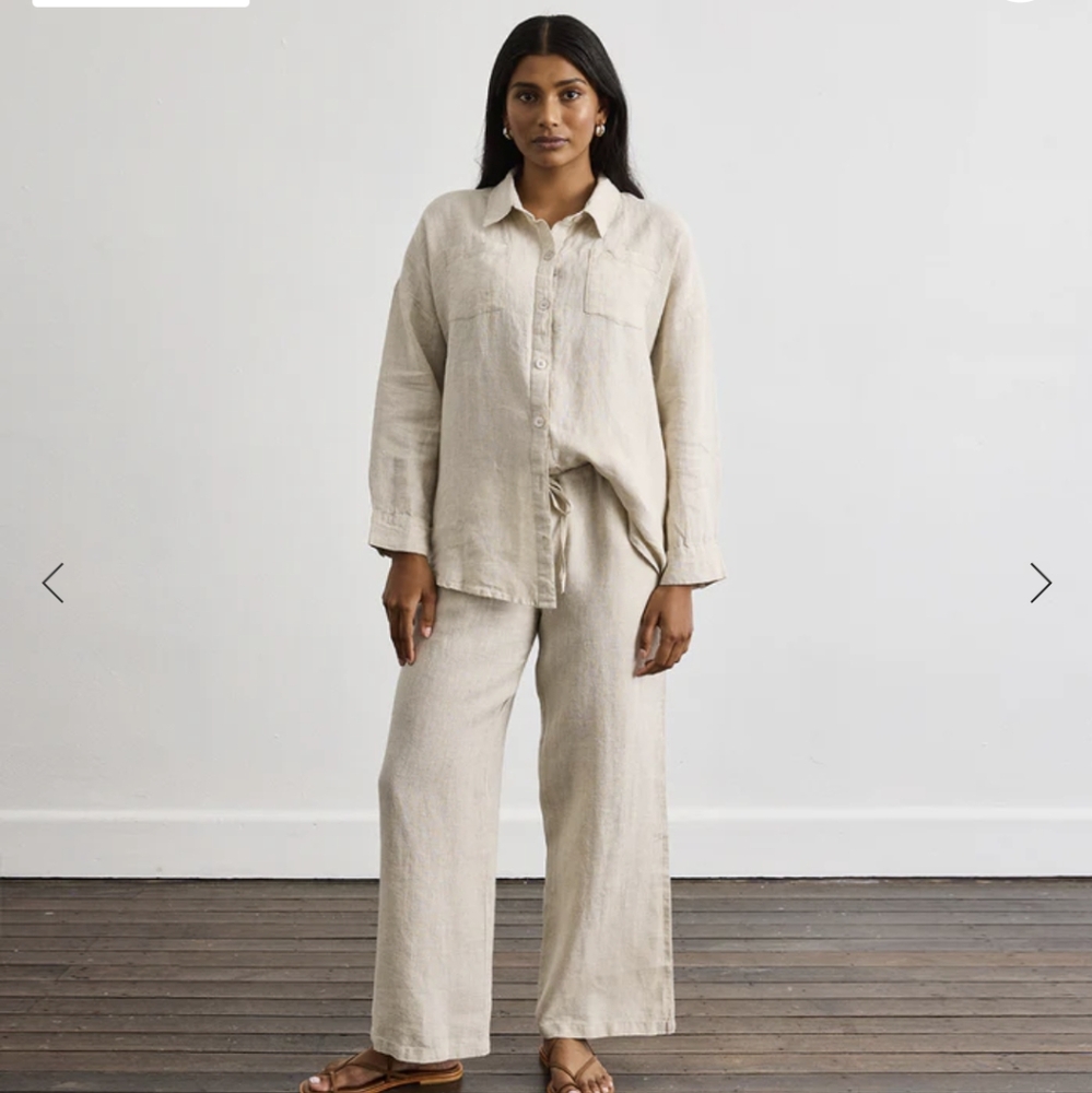 Bed Threads relaxed linen button-down long sleeve shirt